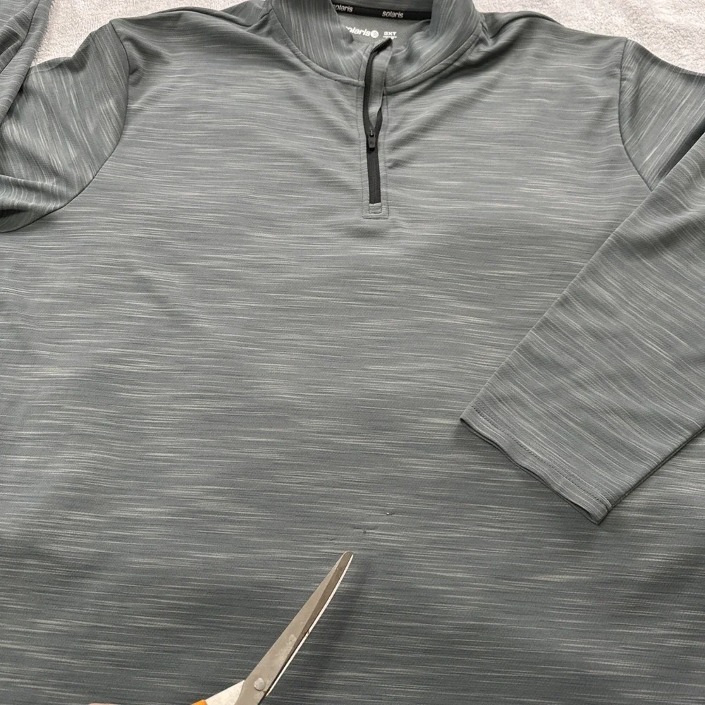 Solaris 1/4 Zip Pullover‎ Shirt 3XT Gray Long Sleeve Athletic Performance READ